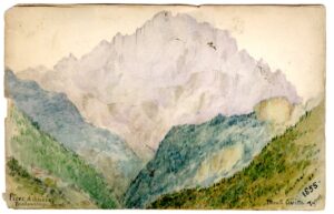 Watercolour sketch of Piere dAndras, Buchenstein, Tyrols, Monte Civi, by A.C. Clapin, 1855