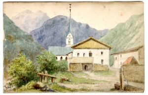 Watercolour sketch of Tyrol, Mauls, by A.C. Clapin, 1855