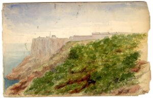 Watercolour sketch of view from Berry Head, Brixham, by A.C. Clapin, 1861