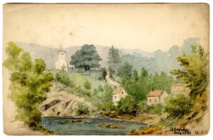 Watercolour sketch of Abereau by A.C. Clapin, August 1861