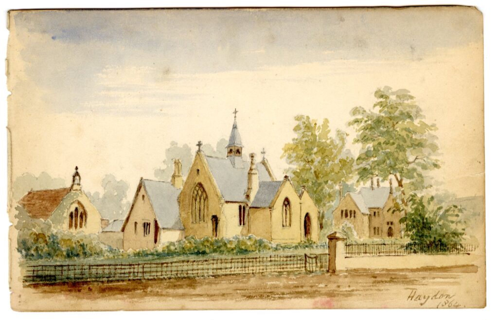 Watercolour sketch of Haydon church, Sherborne, Dorset,by A.C. Clapin, 1864