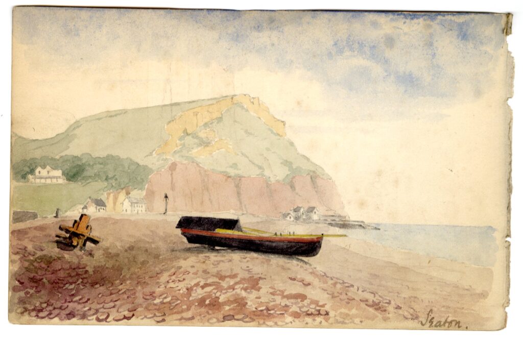 Watercolour sketch of Seaton, East Devon,by A.C. Clapin