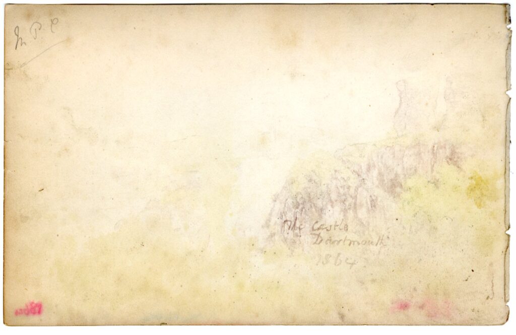 Pencil sketch of The Castle, Dartmouth, South Devon, by A.C. Clapin, 1864