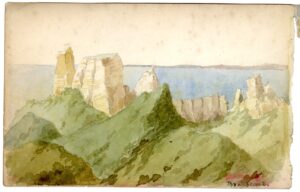 Watercolour sketch of Branscombe, East Devon, by AC Clapin, 1864