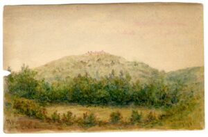 Watercolour sketch of Cracken Tor by A.C. Clapin, 1915